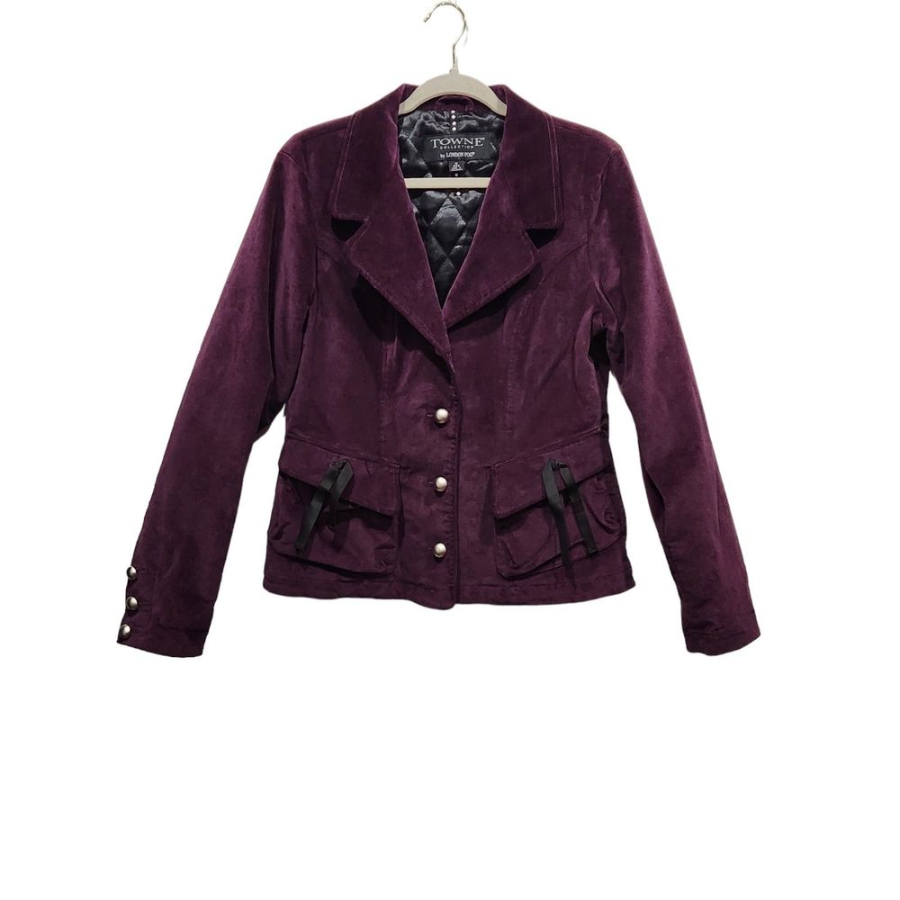 Towne by London Fog Purple Velvet Blazer Jacket, M